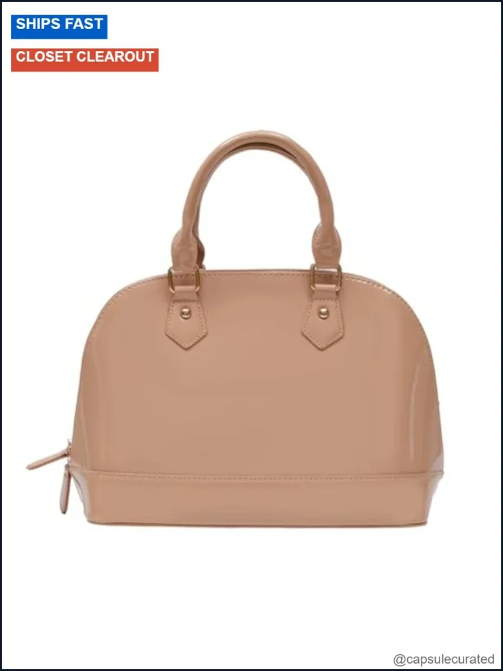 Patent Vegan Leather Satchel Purse Zip-around Multi-Pocket Shoulder Bag